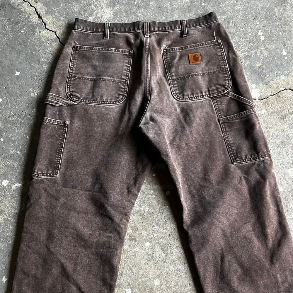 Carhartt brown faded double knee work wear carpenter pants - Picture 6 of 10